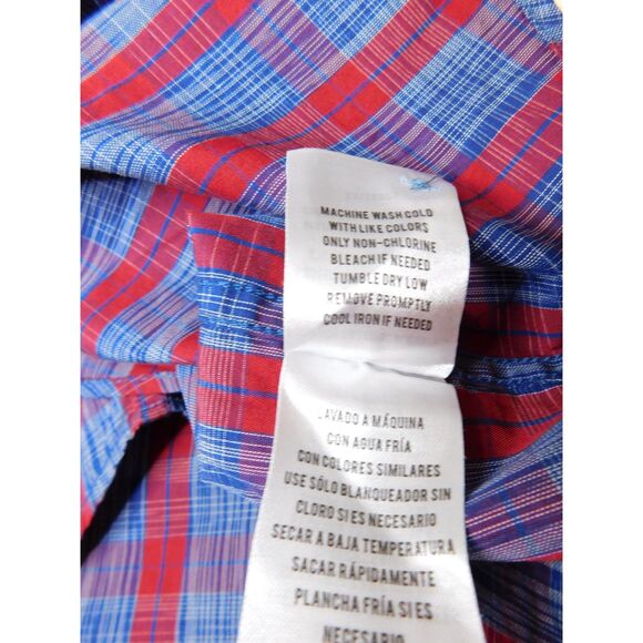 Men's Western Snap Shirt Sz. L Moon Shine Blue Red Short Sleeves - Picture 5 of 9